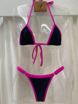 Biquíni Fio  dental Alpha Preto Pink