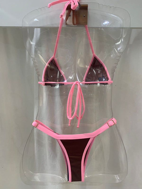 Biquíni Fio  dental Alpha Marrom Rosa