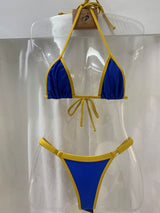 Biquíni Fio  dental Alpha Azul Dourado