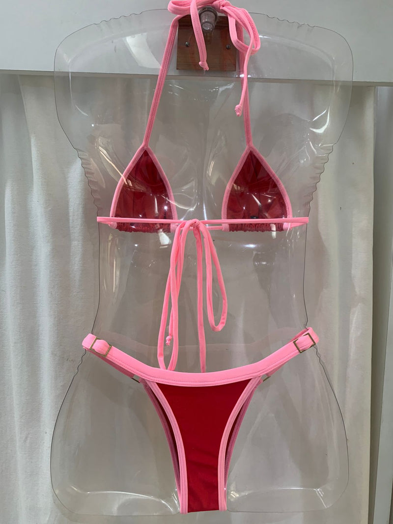 Biquíni Fio  dental Alpha Vermelho Rosa