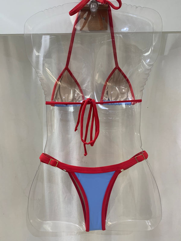 Biquíni Fio  dental Alpha Azul Vermelho