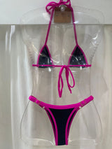 Biquíni Fio  dental Alpha Preto Pink