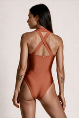 Maiô body zíper Terracota - Fashion Bikini 