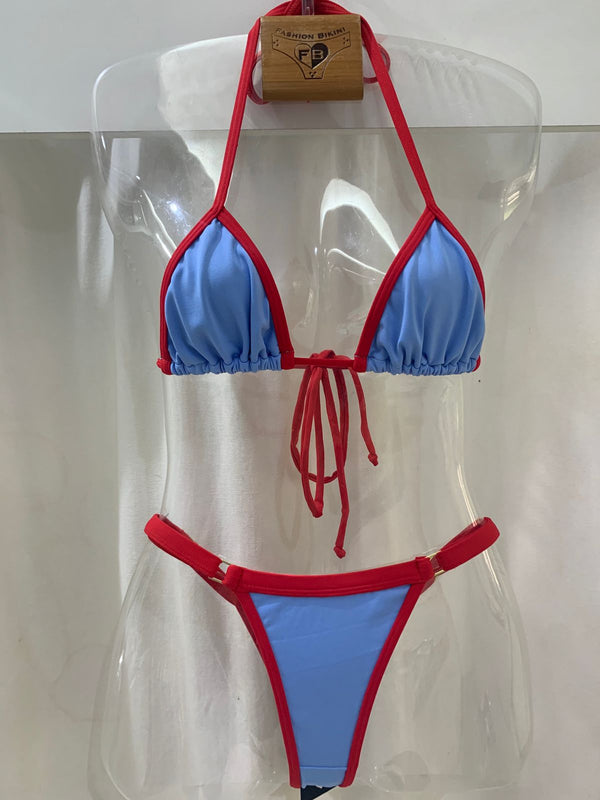 Biquíni Fio  dental Alpha Azul Vermelho