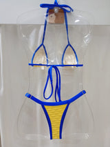 Biquíni Fio  dental Alpha Amarelo texturizado Azul